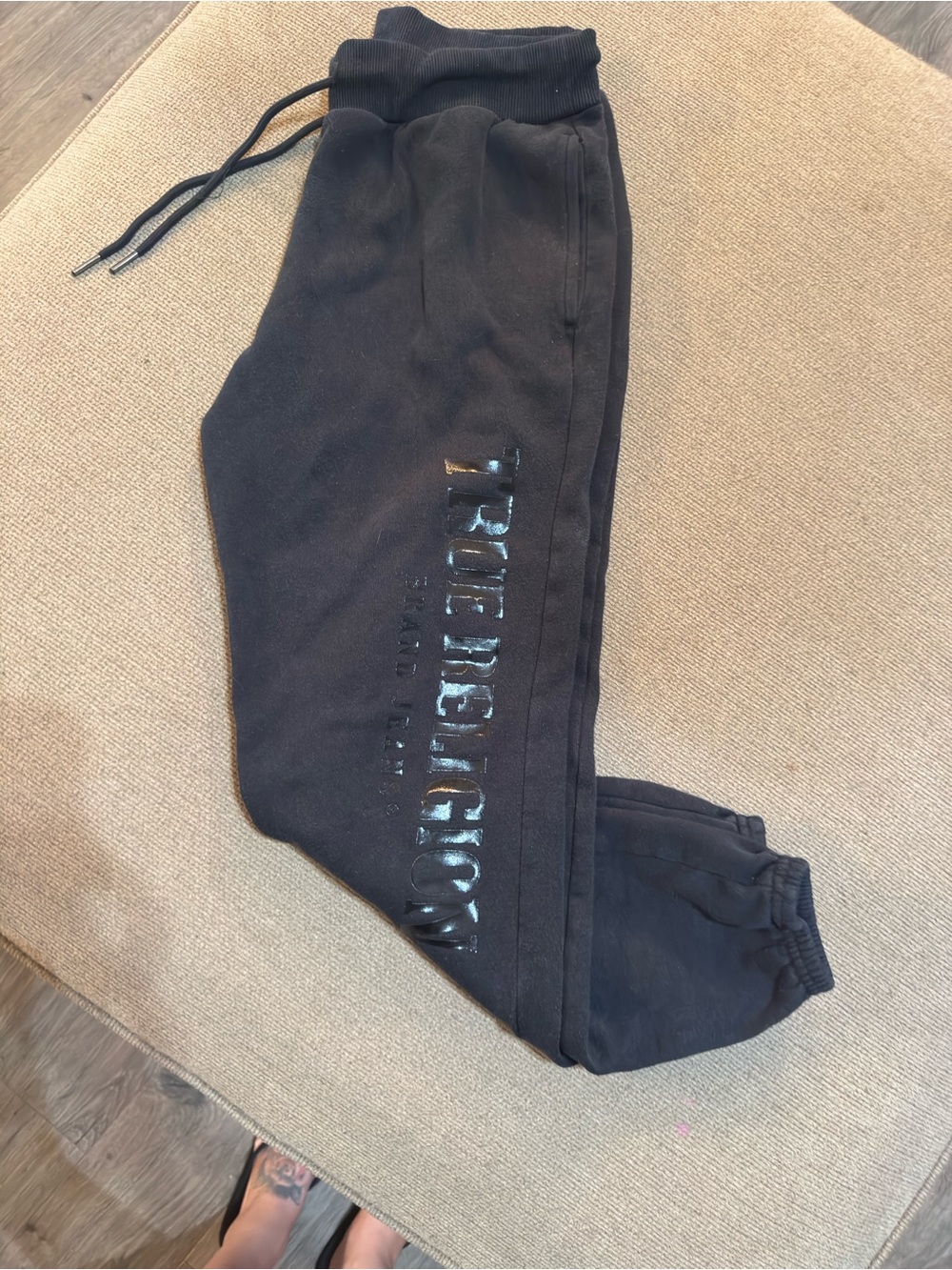 True Religion womans Black Logo Joggers